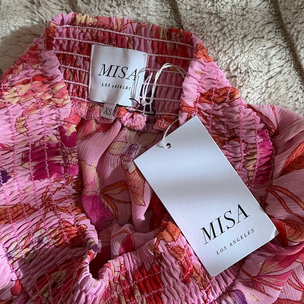Misa Los Angeles Anka Flora Top AND Soma Mini Ruffled Skirt Fire Floral Mix - Picture 11 of 16